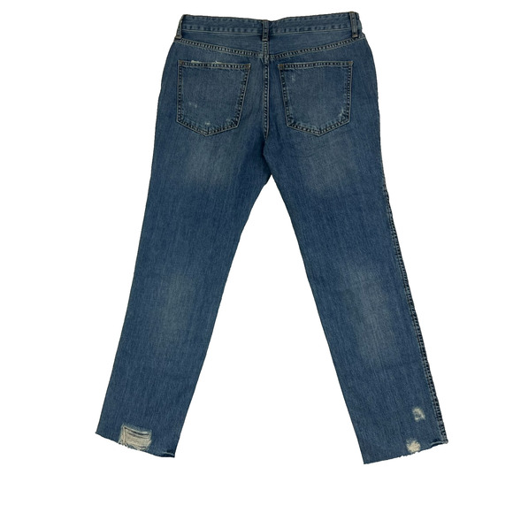 We The Free Jeans Womens Size 27 Mid Rise Distressed With Raw Hem Button Fly - Picture 2 of 10